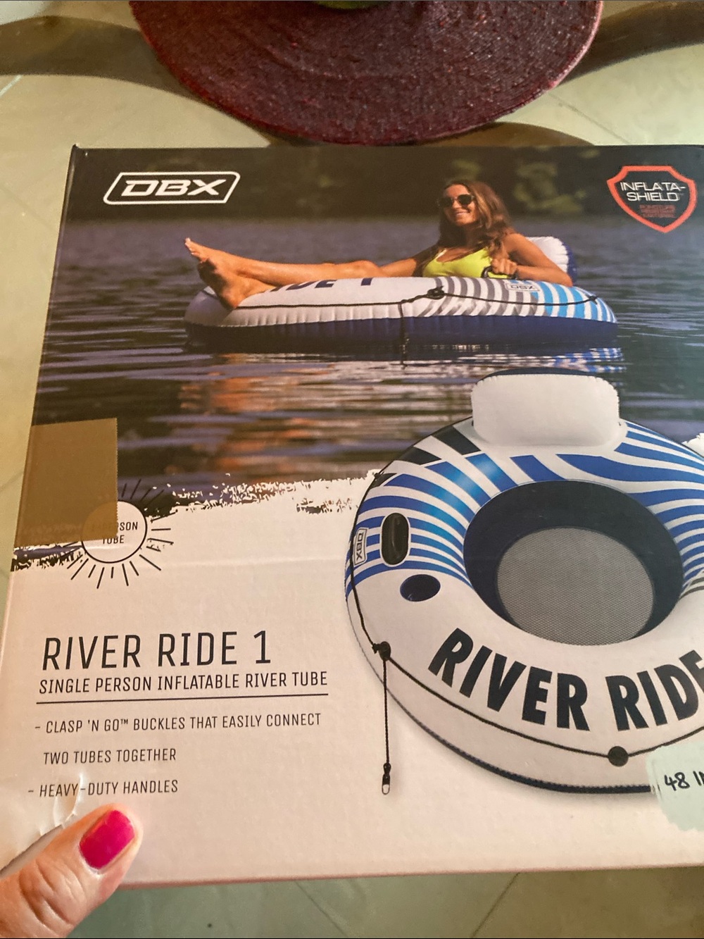 River Ride 1 Inflatable River Tube - White & Blue